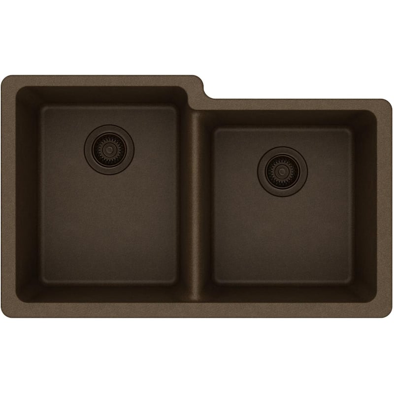 Elkay Quartz Classic 33" x 20-1/2" x 9-1/2", Offset Double Bowl Undermount Sink
