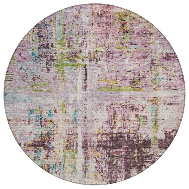 Machine Washable Indoor/ Outdoor Abstract Contemporary Chantille Rug