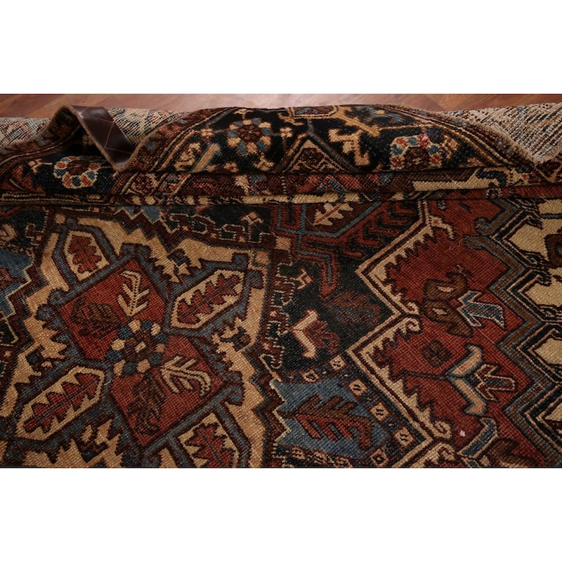 Pre-1900 Antique Heriz Serapi Persian Area Rug Handmade Wool Carpet - 7'5" x 10'4"