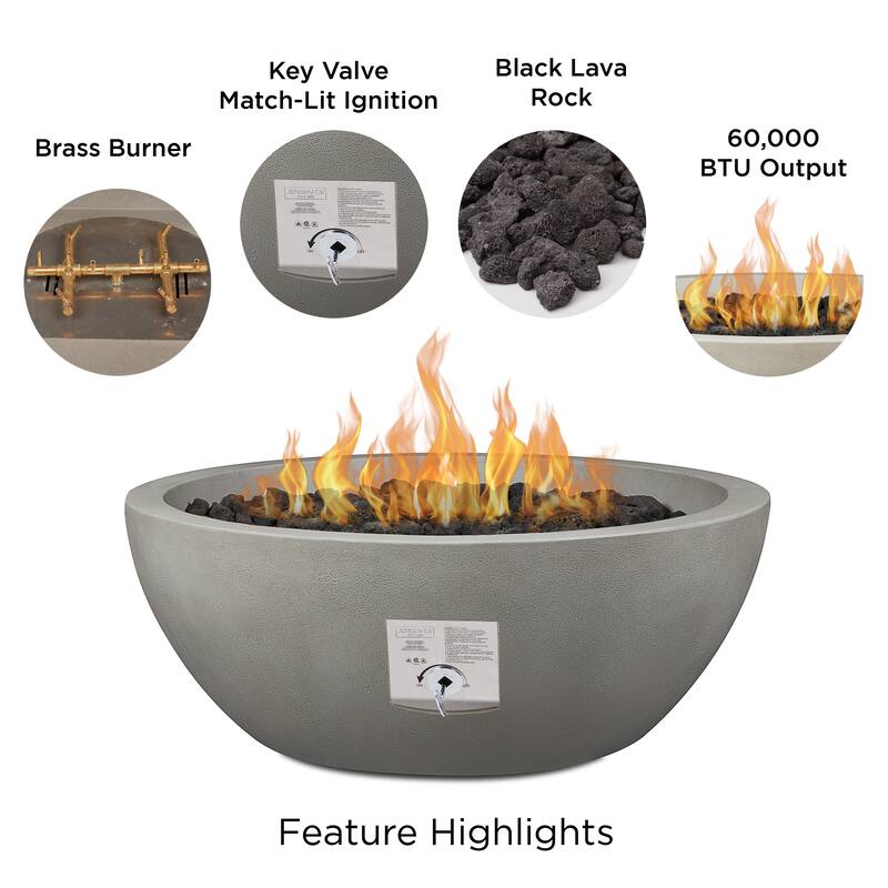 Alta Medium Natural Gas Fire Bowl in Shade by Jensen Co - 38 x 38 x 14