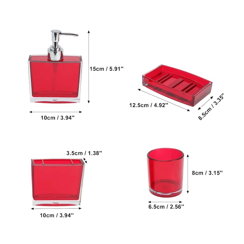 1 Set Lightweight Bathroom Accessories Set for Bathroom Vanities - Red