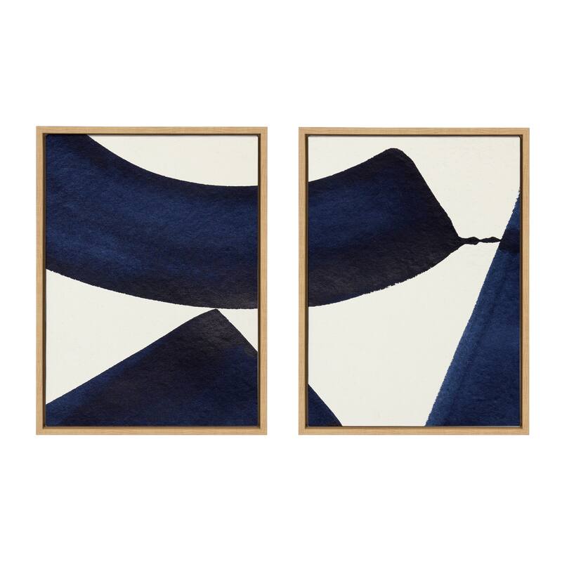 Kate and Laurel Sylvie Japandi 3 1 2 Framed Canvas Art by Rocket Jack - 2 Piece Set 18x24 - Brown
