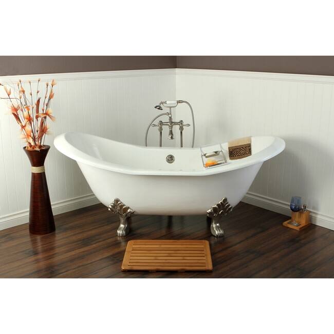 Kingston Brass Aqua Eden 72" Clawfoot Cast Iron Soaking Tub with