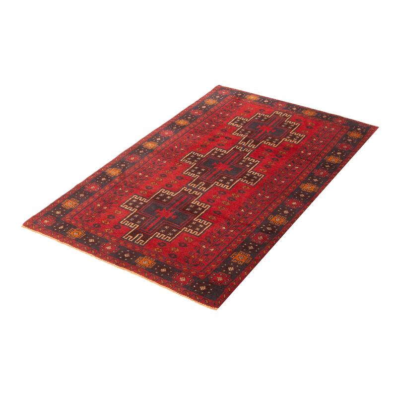 ECARPETGALLERY Hand-knotted Baluch Red Wool Rug - 3'9 x 6'1