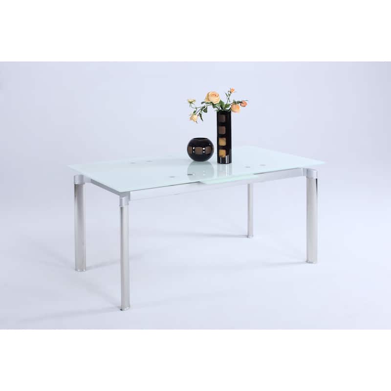 Somette Tatiana Starphire Glass Dining Table with Pop-Up Extension