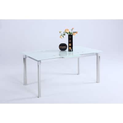 Somette Tatiana Starphire Glass Dining Table with Pop-Up Extension