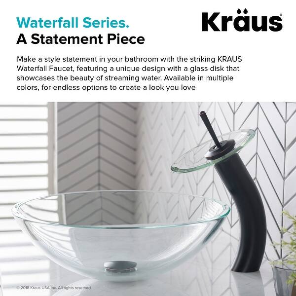 Shop Kraus Waterfall Vessel Bathroom Faucet Oil Rubbed Bronze Pop Up Drain Overstock 6172798