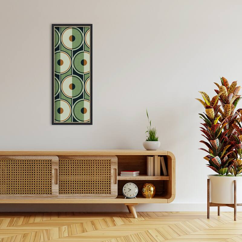 Retro Circles Green by Alexandra Weise Wood Framed Wall Art Print