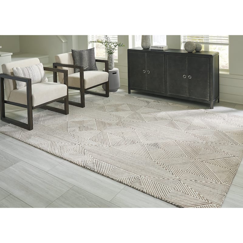 Signature Design by Ashley Jadott Beige/Brown Rug - 91.38" W x 118.38" D x 0.63" H