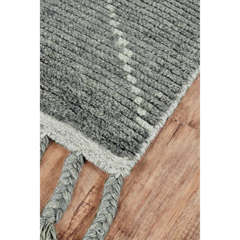 Vail Luxe Hand Knot Moroccan Wool Rug, Ice Green/Light Gray