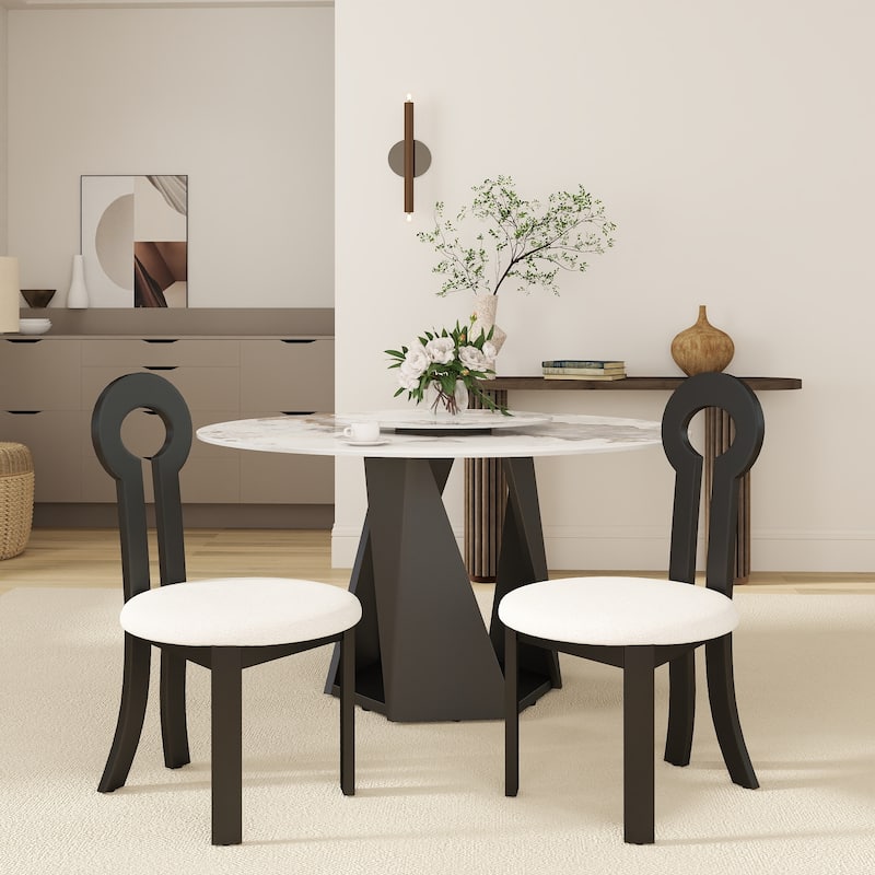 Modern Berber Fleece Upholstered Dining Chair Solid Wood Dining Chair ( Set of 2)