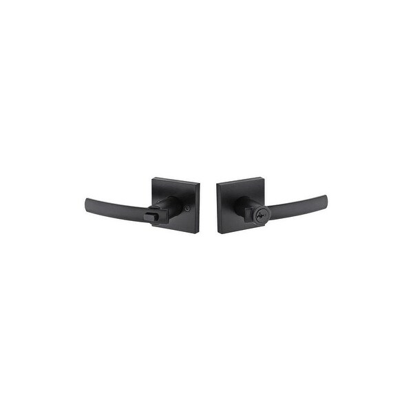 Kwikset 156SYLSQT-S Sydney Keyed Entry Single Cylinder Door Lever Set with Square Rosette and SmartKey Technology from the