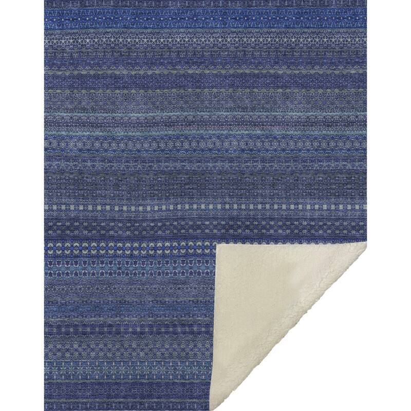 Premium Machine Washable Boho Stripes Sherpa Throw Blanket