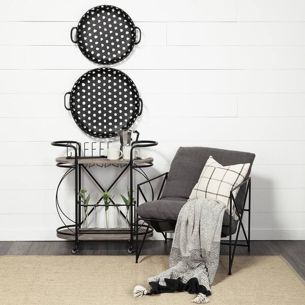 Set Of 2 Matte Black Metal With Interweaved Bottom Trays Set Of 2 Matte Black Metal With Interweaved Bottom Trays