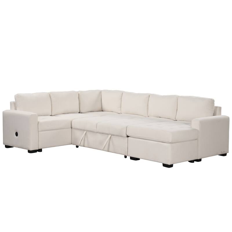 Modular Combination Sofa with Ottoman, USB and Type-C Interfaces