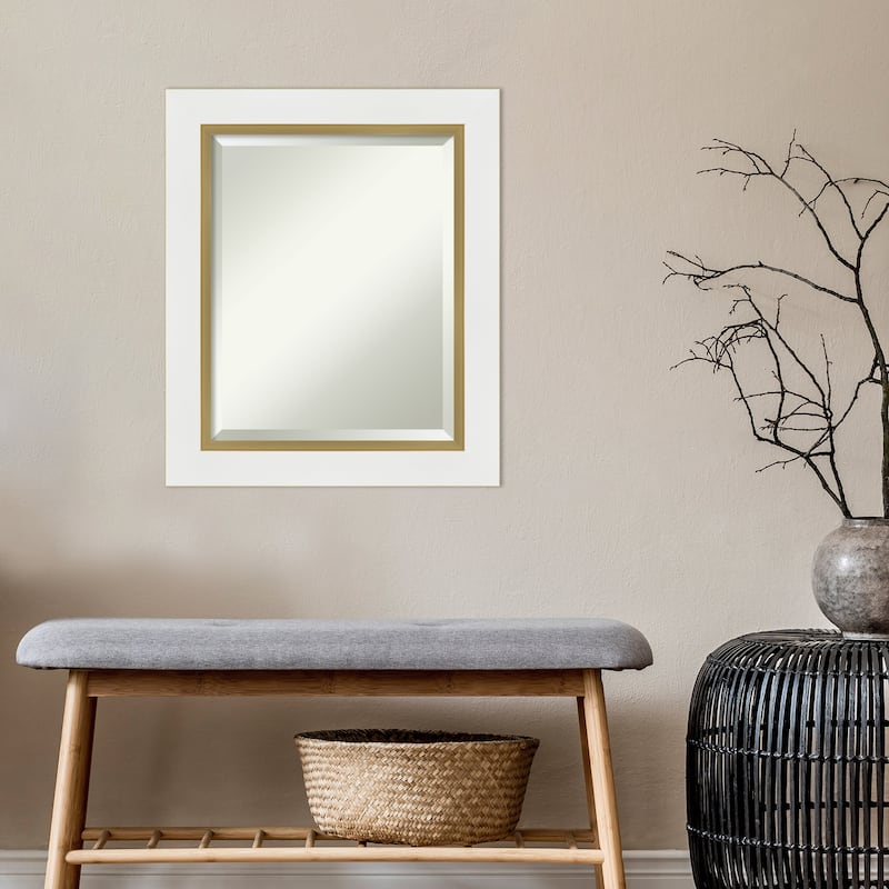 Beveled Wall Mirror - Eva White Gold Frame - Eva White Gold