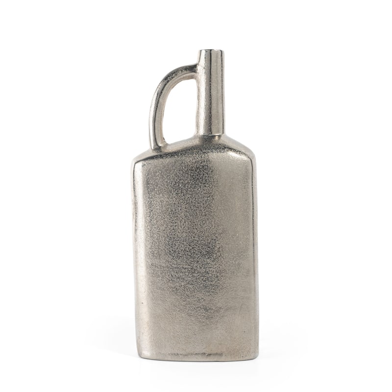 Distressed Aluminum Jug Vase for Table Mantel or Shelf Decor