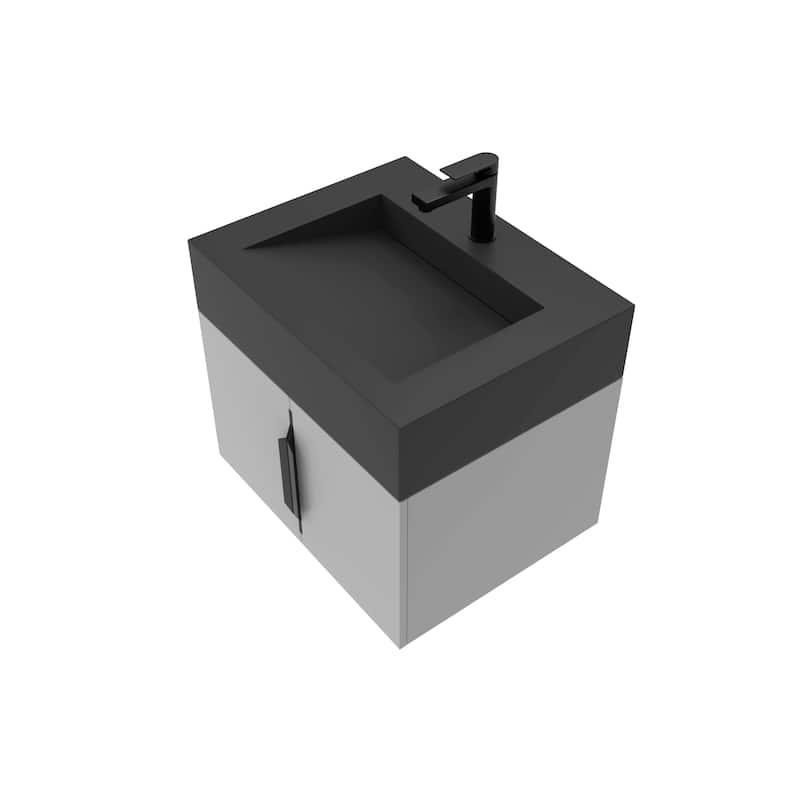 Nile 24-Inch Wall Mounted Bathroom Vanity Set w/ Black Top