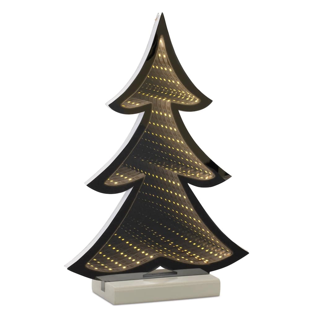 LED Lighted 3D Pine Tree Christmas Infinity Mirrors - 12.5" - Set of 2
