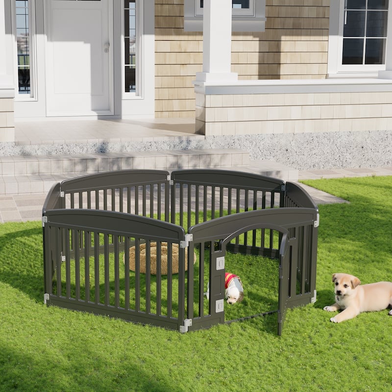 24-Inch Plastic Pet Playpen with Locking Door, Foldable Dog Fence for Indoor and Outdoor Use