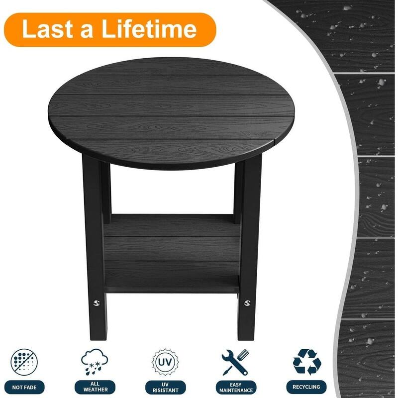 WINSOON All Weather HIPS Outdoor 2-Tier Outdoor Side Tables Adirondack Tables Set Of 2