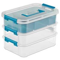 Sterilite 15 qt Clear Latching Storage Container Organizing Box, Blue (24 Pack)