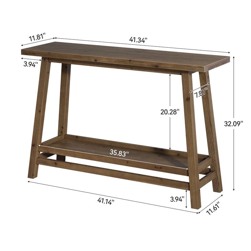 Solid Wood Entryway Table, Console Table with Storage Shelves, Behind Couch Sofa Table Hallway Foyer Accent Side Table