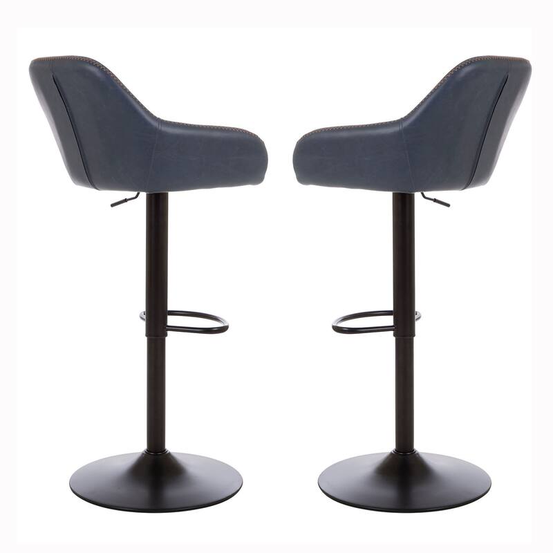 Glitzhome Mid-Century Height Adjustable Faux Leather Swivel Counter Bar Stools