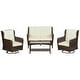 preview thumbnail 11 of 23, Outsunny 4 Piece PE Wicker Patio Furniture Set, Conversation Set with 2 360° Swivel Rocking Armchairs, 1 Loveseat Sofa