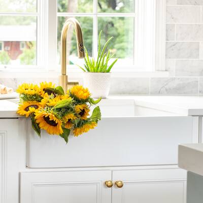 Sinkology Turner Crisp White Fireclay 30" Single Bowl Farmhouse Apron Kitchen Sink Kit