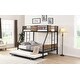 preview thumbnail 2 of 17, Twin over Full Metal Bunk Bed with Trundle 2 - Side Ladder, Full-Length Guardrail and Large Under Bed Storage