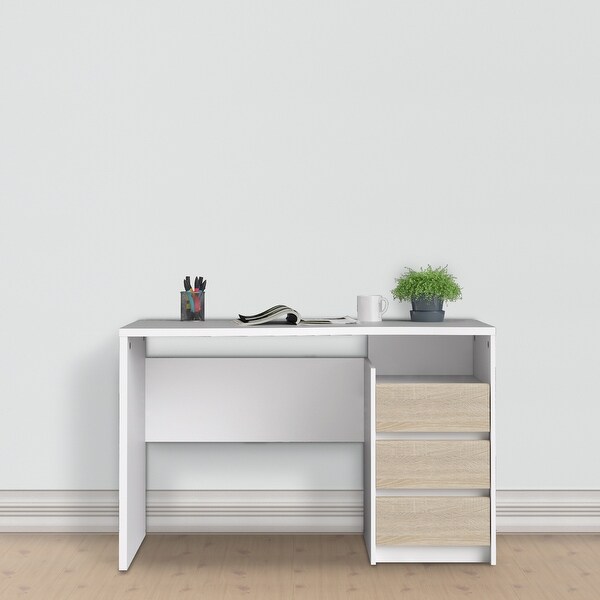 Porch & Den Skylar White and Oak 3-drawer Rectangular Desk. Opens flyout.