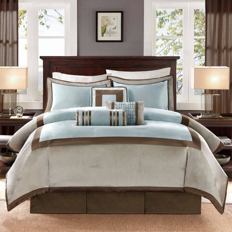 7 Piece Comforter Set Blue Queen