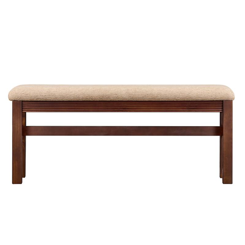 Fluted Counter Height Bar Table Set for 2, Dining Table with Fabric Upholstered Bar Stool with Solid Wood Legs