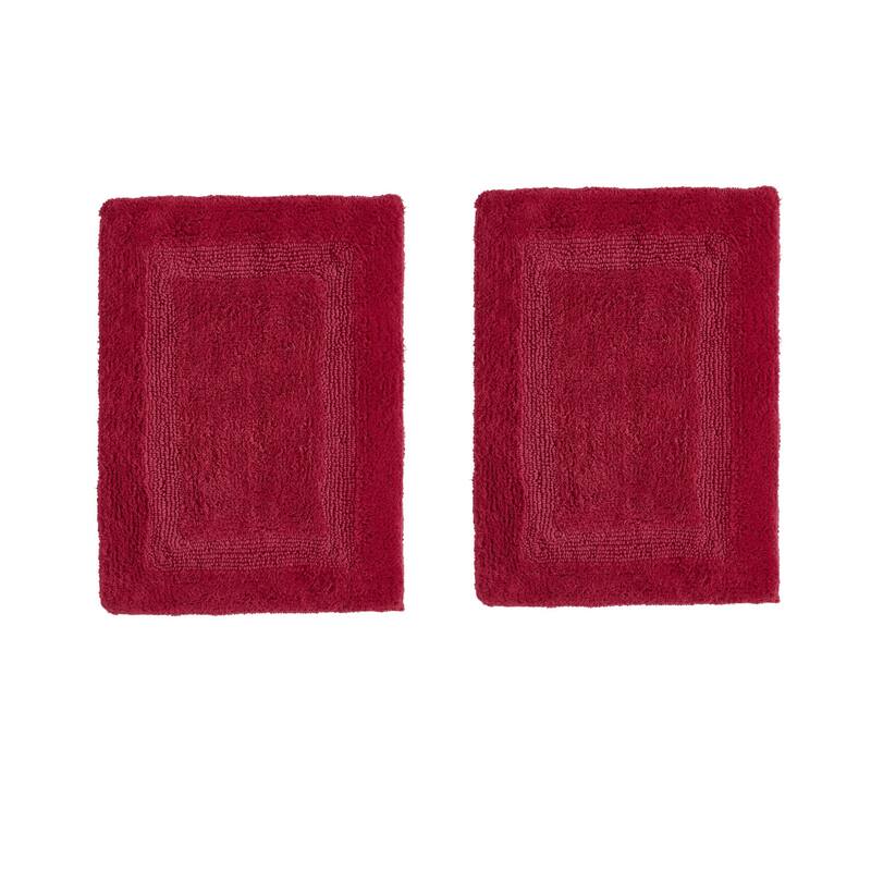 Better Trends Bath Rugs Set 100% Cotton Reversible Water Absorbent Bathroom Rug for Shower, Sink, Bath Mats - Lux Collection