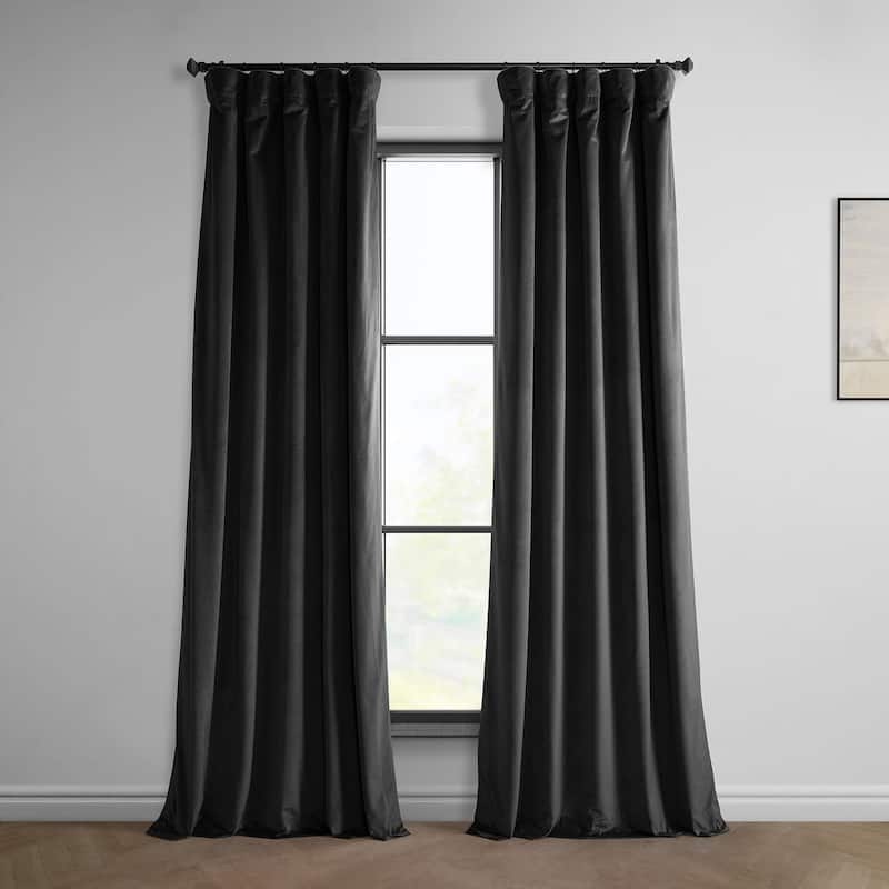 Exclusive Fabrics Heritage Plush Velvet Room Darkening Curtains (1 Panel) Luxury Velvet Curtains for Bedroom & Living Room. - 50 X 84 - Black