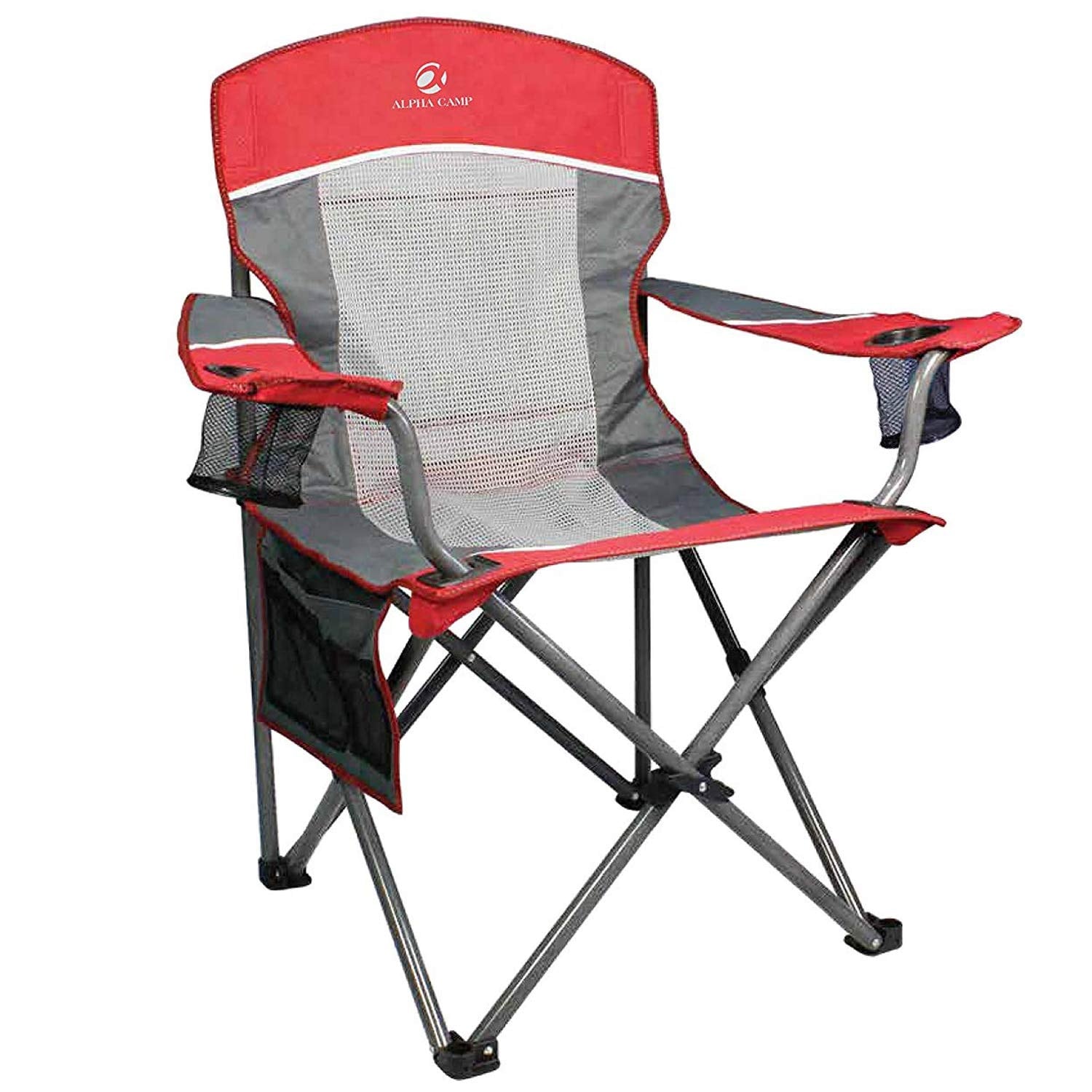 ALPHA CAMP Oversized Mesh Back Camping Folding Chair Heavy Duty Support 350  LBS Collapsible Steel Frame - On Sale - Bed Bath & Beyond - 31117395