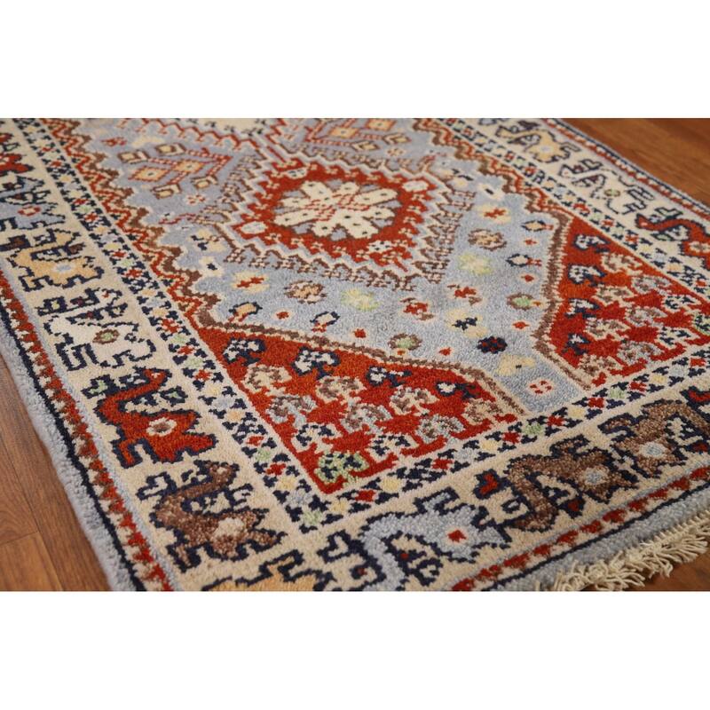 Geometric Traditional Heriz Serapi Runner Rug Handmade Wool Carpet - 2'7"x 8'1"