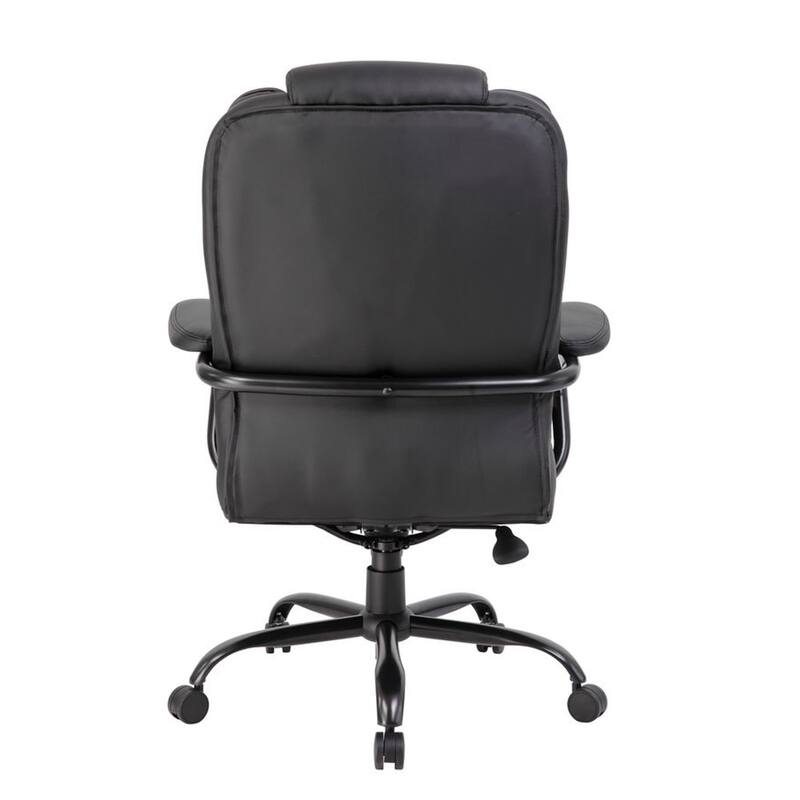 Liv Rolling Oversized Swivel Chair, Black Faux Leather, 400lbs