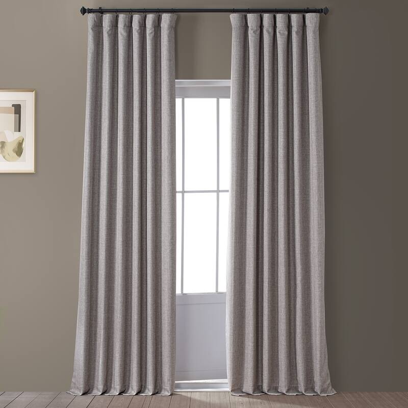Exclusive Fabrics Faux Linen 100% Blackout Curtains Heat and Light Blocking - (1 Panel) - 50 X 96 - Destination Slate