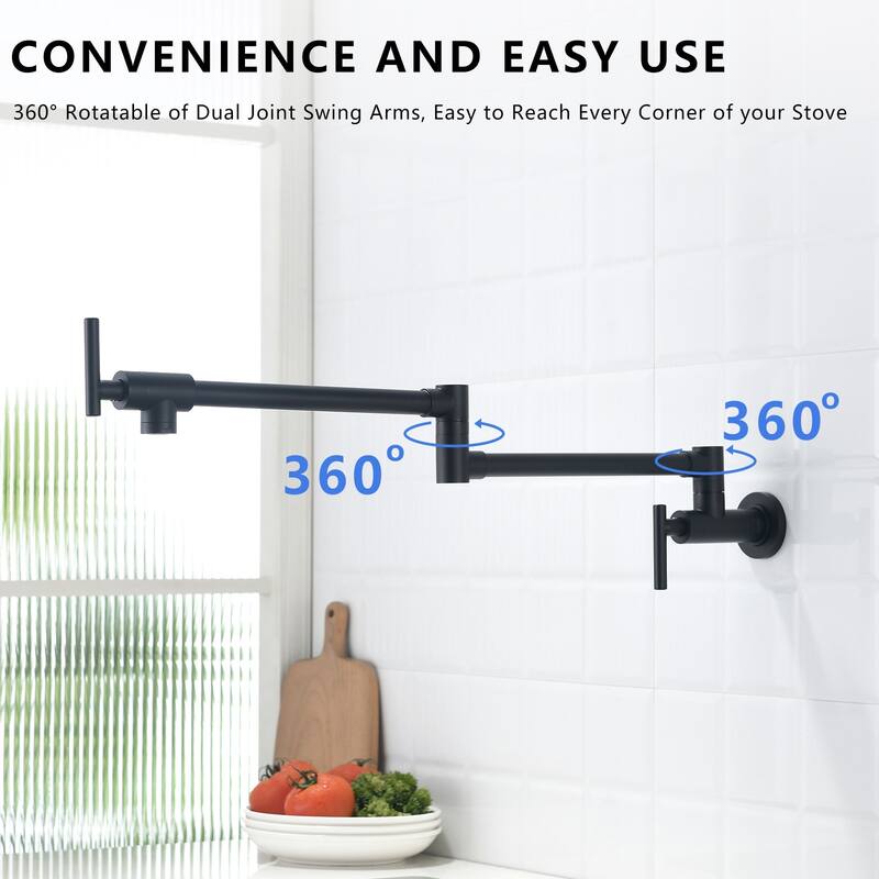 Wall-Mount Commercial Kitchen Folding Faucet Pot Filler Faucet