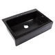 preview thumbnail 2 of 11, Parker Matte Black Fireclay 34″ Single Bowl Quick-Fit Farmhouse Apron Front Drop-in Kitchen Sink and Drain