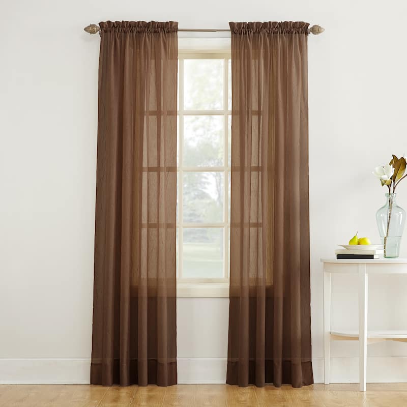 No. 918 Erica Sheer Crushed Voile Single Curtain Panel, Single Panel - 51 x 63 - Chocolate