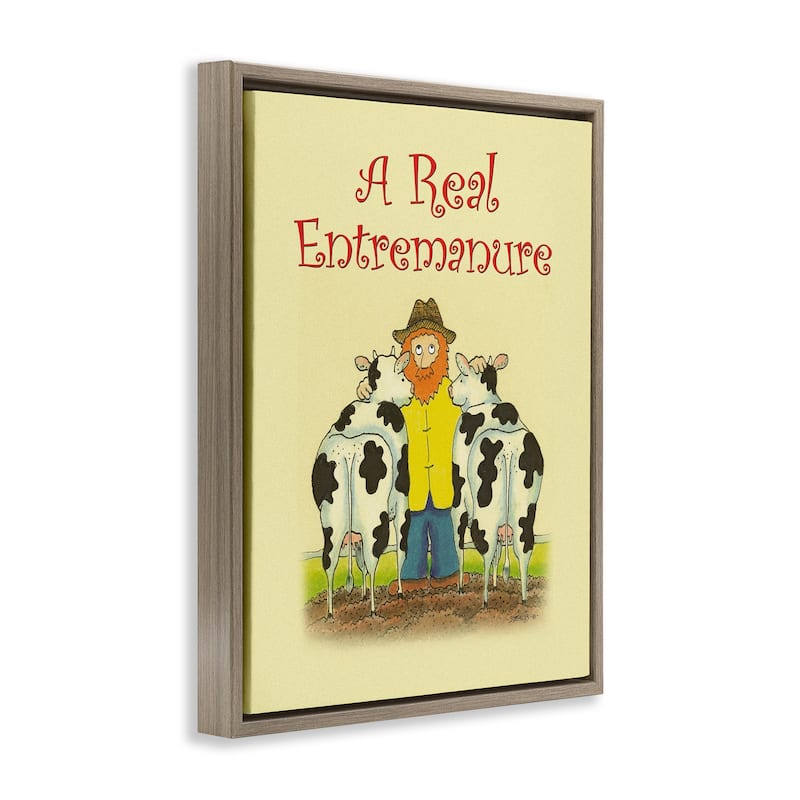 Stupell Vintage A Real Entremanure Framed Floater Canvas Wall Art Design By Roger Straub