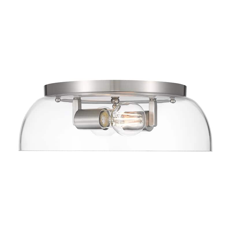 Yep by Golden Lighting Duncan 2-light Flush Mount in Pewter and Clear Glass