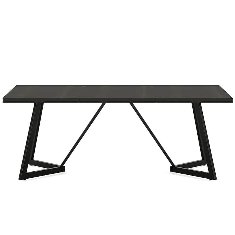 71" Large Dining Table Rectangular with Heavy-Duty Metal Frame Black
