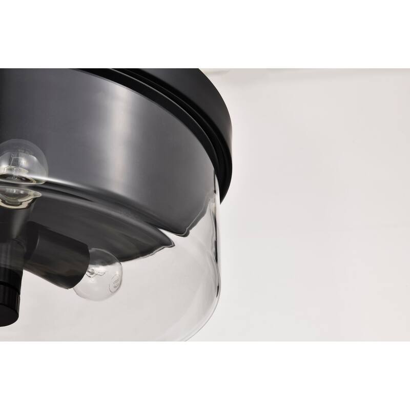 Clarksville - 15 Inch Flush Mount - Matte Black with Clear Glass