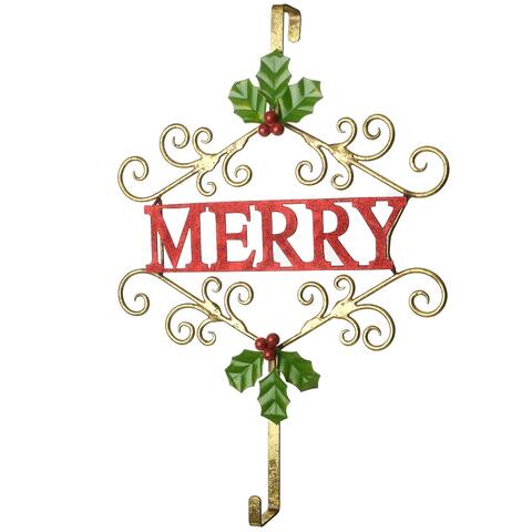 19" Christmas "MERRY" Wreath Hanger - Red - 19 in