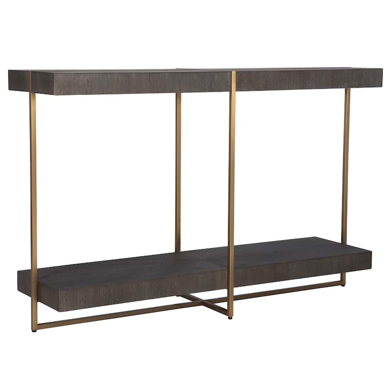 Uttermost Taja Modern Brass / Wood Console Table - 48"W x 31"H x 14"D