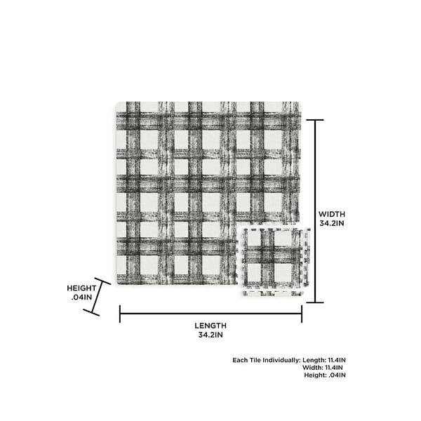FloorPops Sawyer Plaid Interlocking Floor Foam Tiles - 34.2in x 34.2in x 0.4in